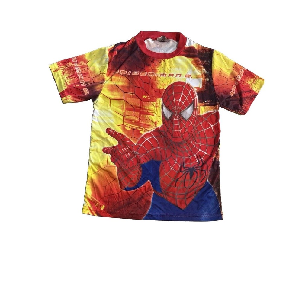 Vintage Y2K Spiderman 2 Marvel Comics All Over Print Youth Xl